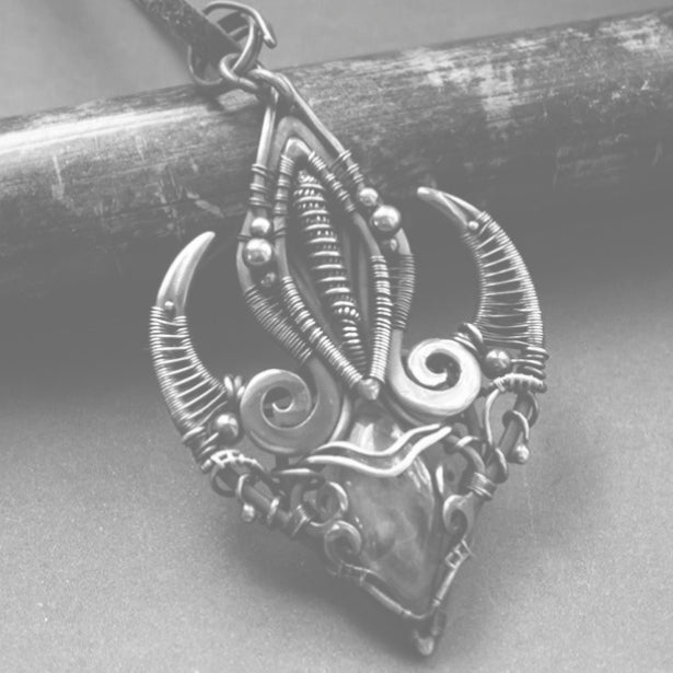 Steampunk pure copper labradorite necklace