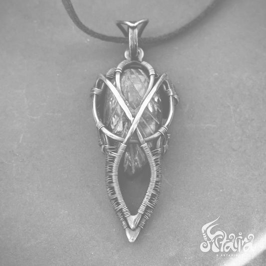 Witch will necklace. Black aesthetic celtic knot unique handmade necklace