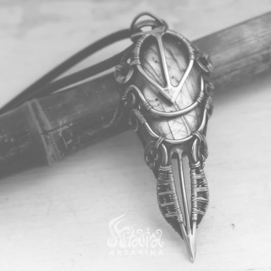 Occult jewelry. Magical wiccan witchy wizard labradorite necklace