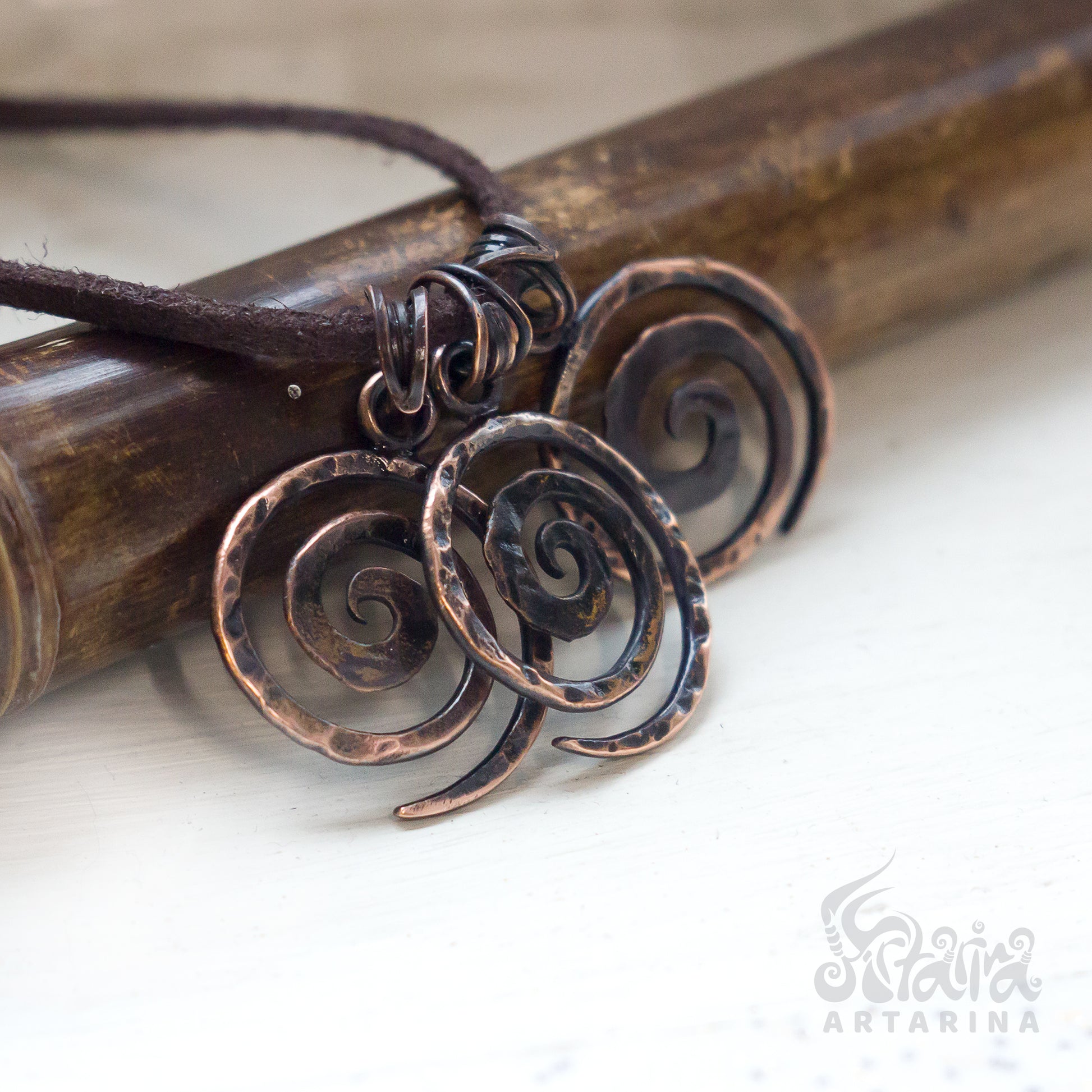 Astral swirl necklace hand forged necklace good luck charm matching necklaces spirit companion portal spirit keeping abraxas necklace earth elemental spiral pendant forest spirit celtic necklace