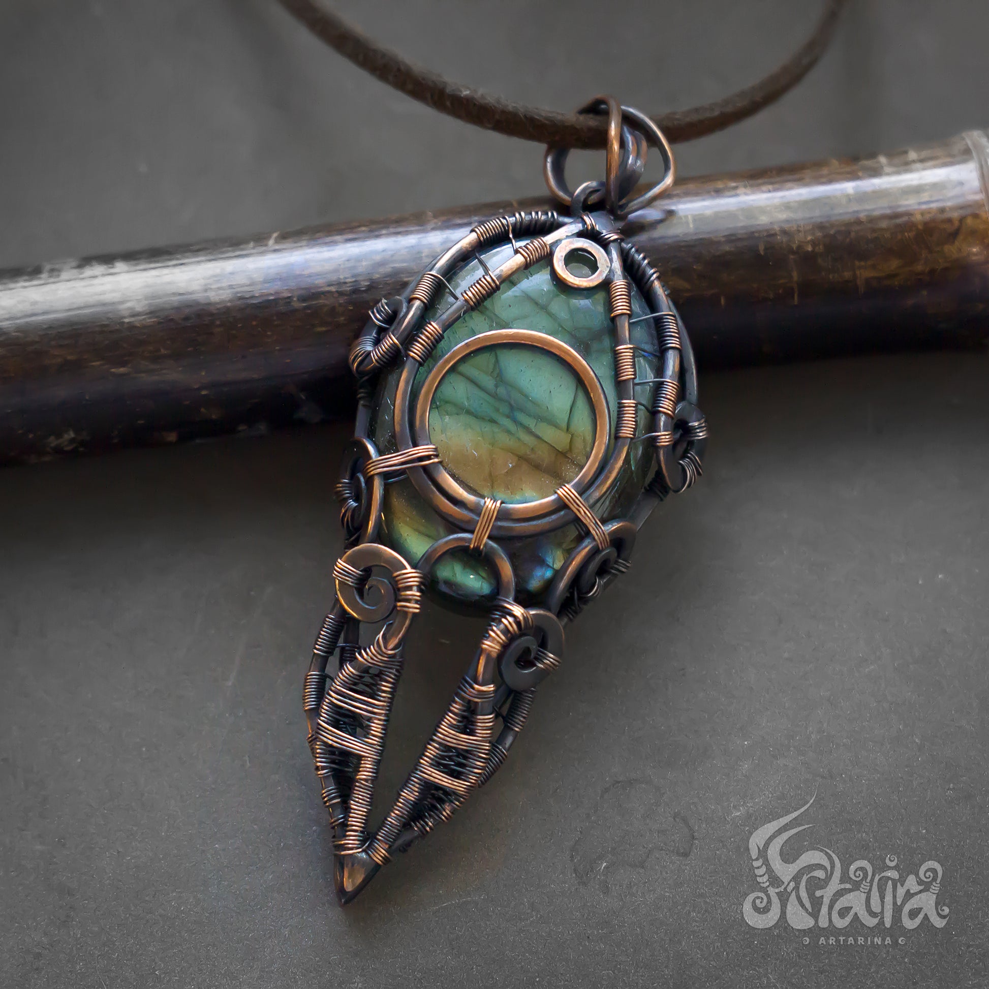 crystal pendulum rainbow labradorite pendant