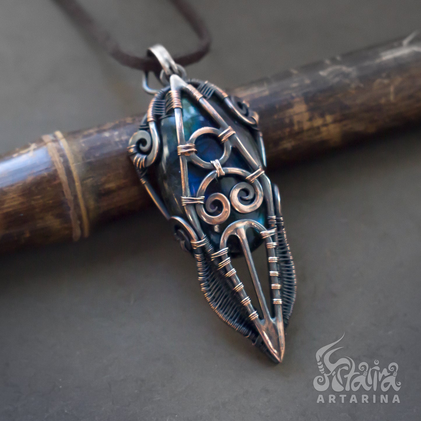 Alchemy mage jewelry, Tarot necklace charm, Metal fusion pendant, Wicca amulet jewelry, Metal magic amulet