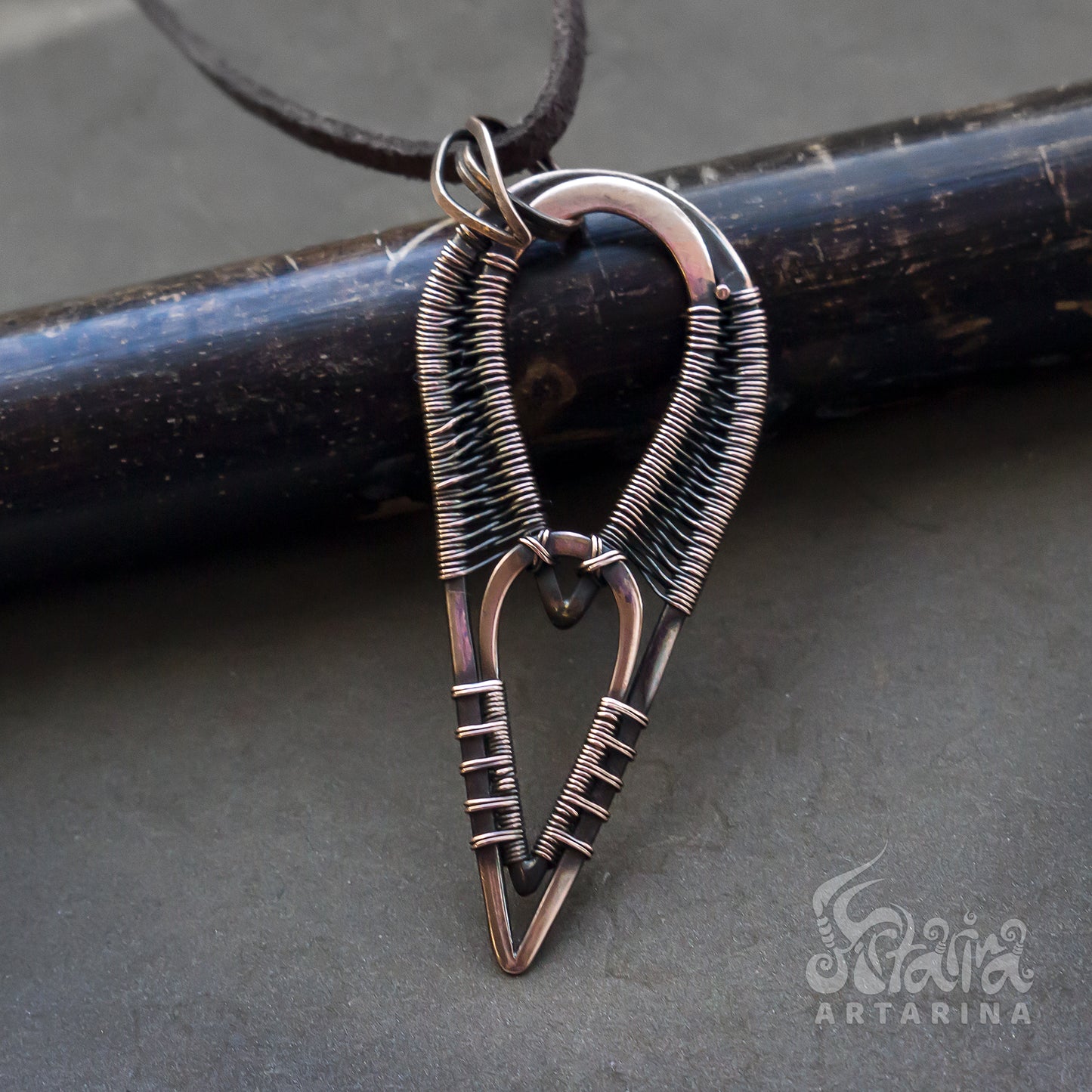 Pure copper wire wrapped simple pendant"pagan jewelry " annunaki ancient aliens neptune seal of solomon sumerian enki leviathan axe leviathan cross