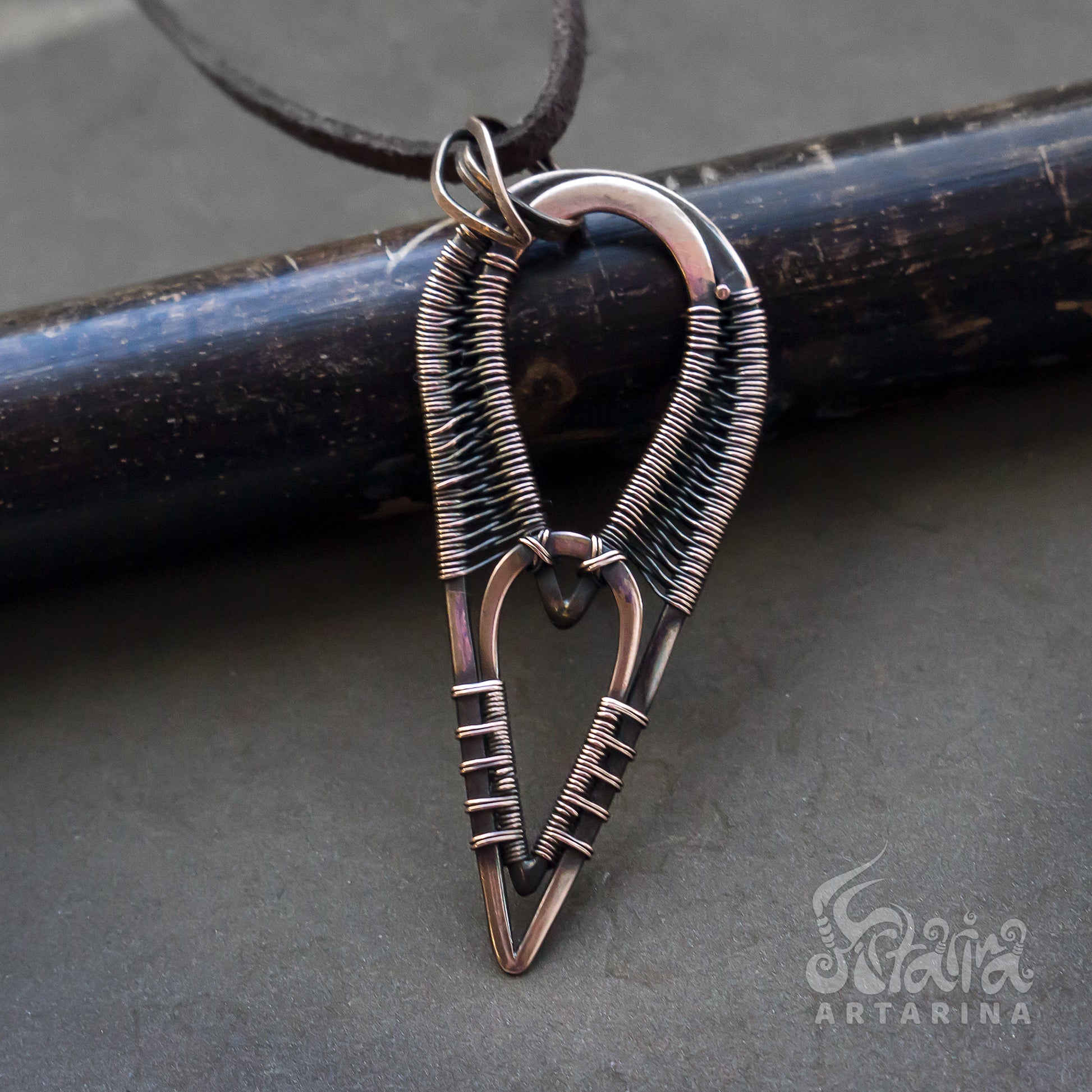 Pure copper wire wrapped simple pendant"pagan jewelry         " annunaki ancient aliens neptune seal of solomon sumerian enki leviathan axe leviathan cross