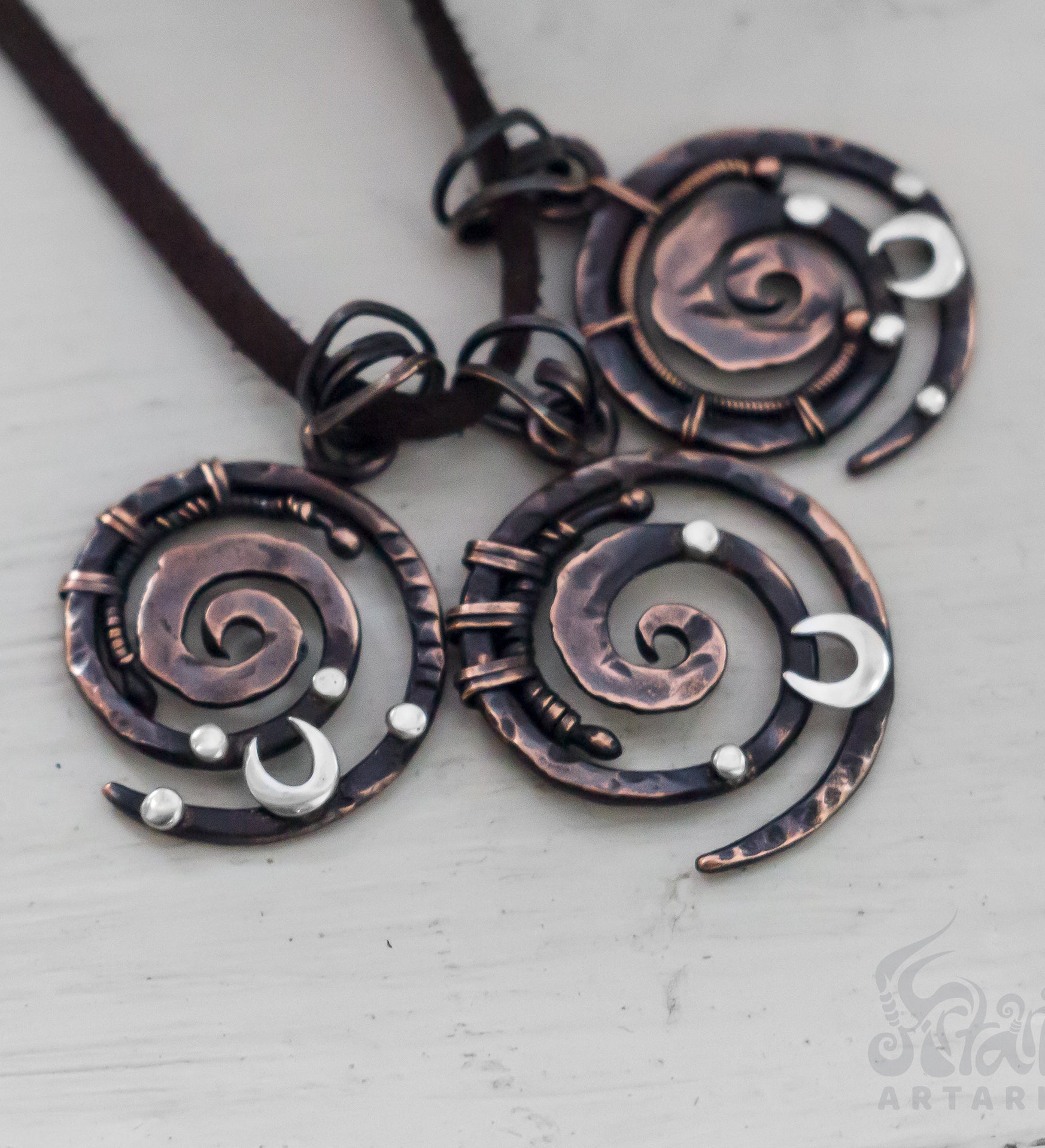 Swirl necklace matching necklaces hand forged wicked blacksmith oxidized necklace geometric pendant leather choker weirdcore spell jar pentagram witchy planner ouija board