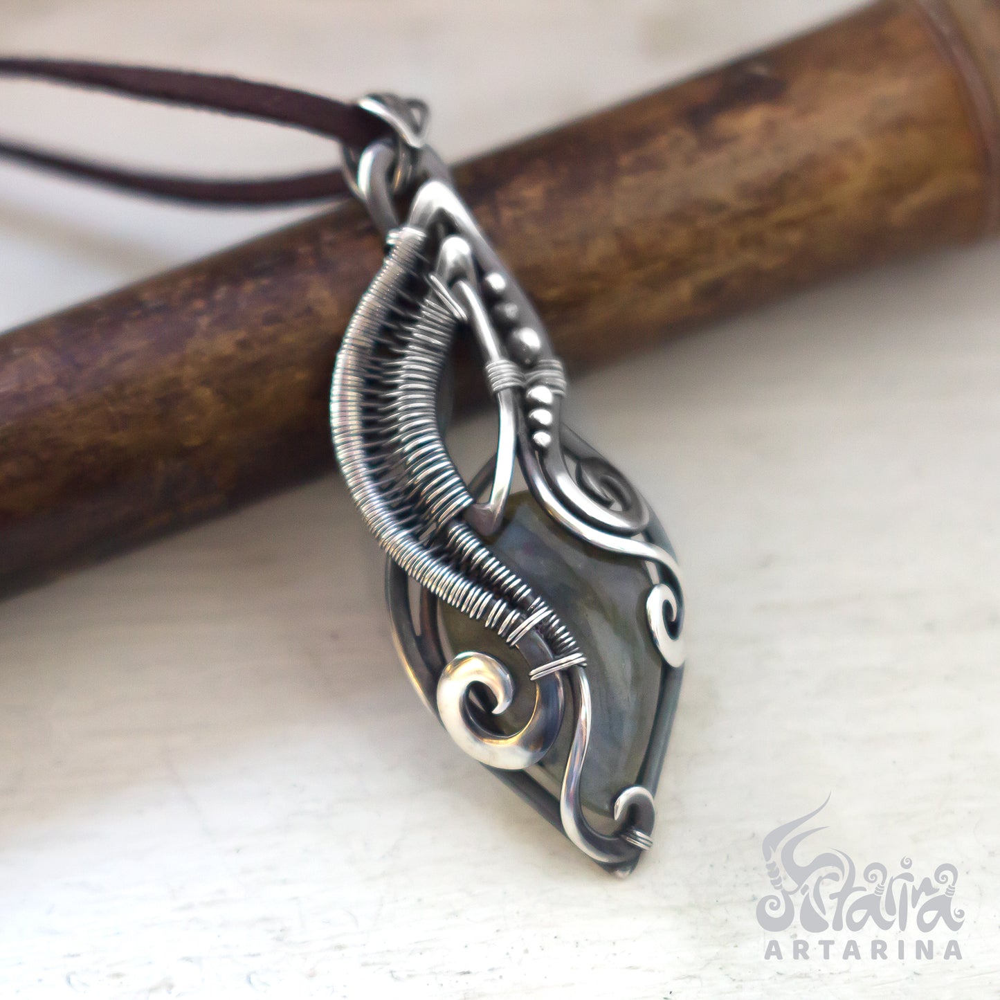 Reserved for Krystal. Light blue labradorite pendant