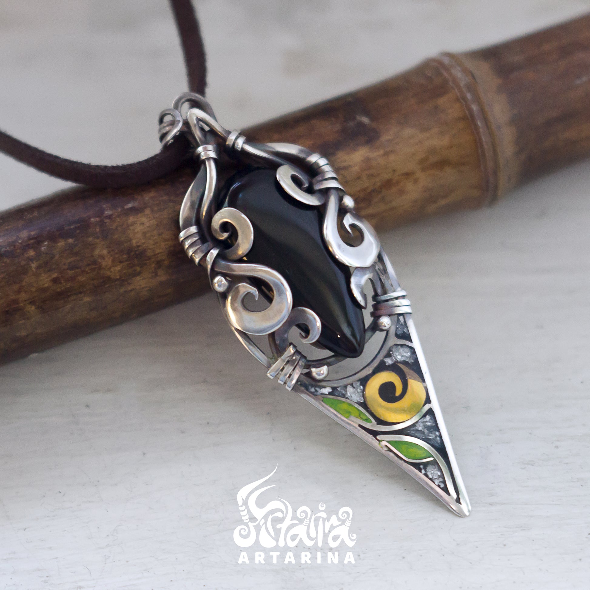 Renaissance fair pendant, protection obsidian necklace, silver obsidian, darkwear cyberpunk fashion, grandma necklace  pic 7