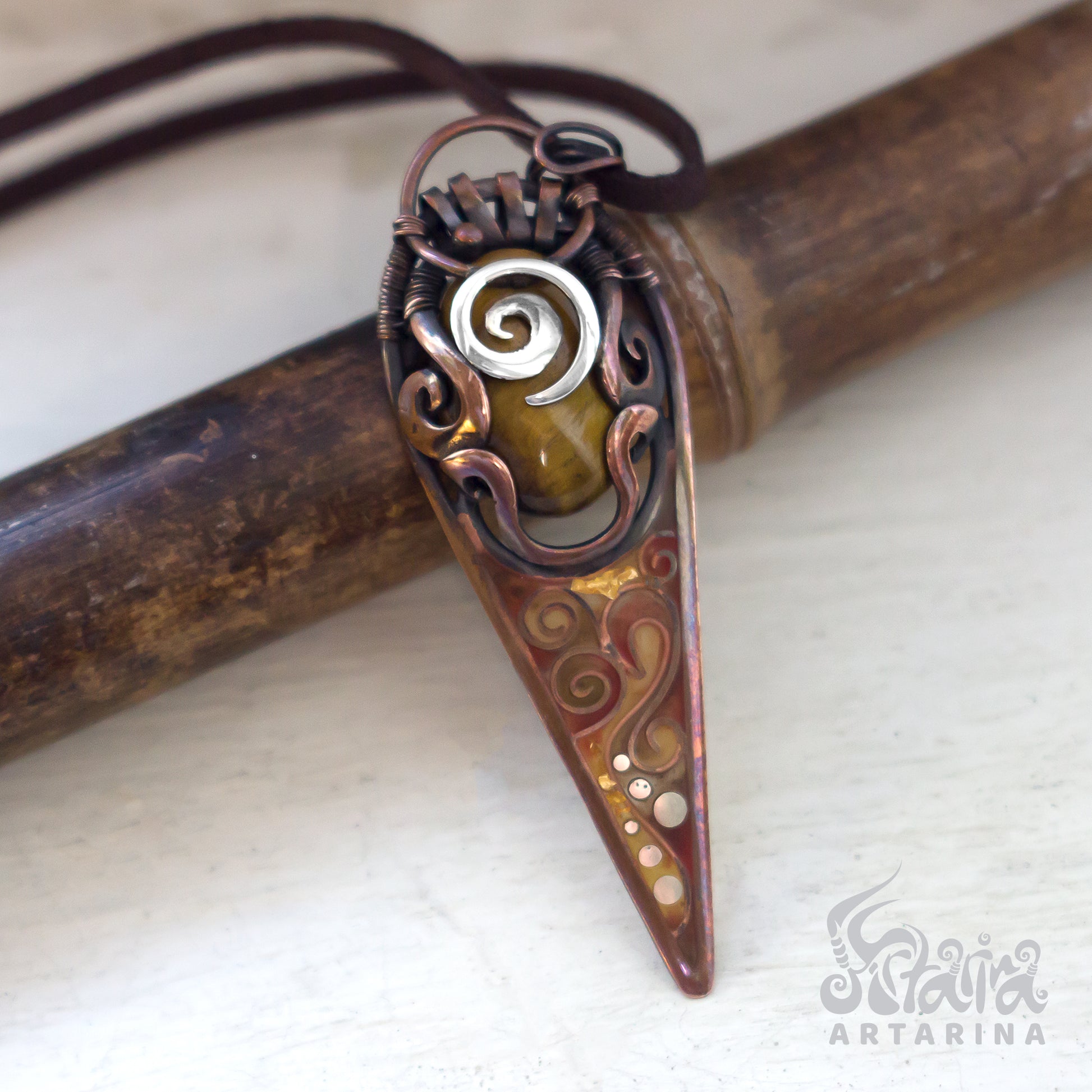 Slavic jewelry ukraininan jewelry tigereye spiral necklace druid earth elemental ancient jewelry slavic crystal shop soldered pendants temple jewelry fluid art pendant swirl necklace
