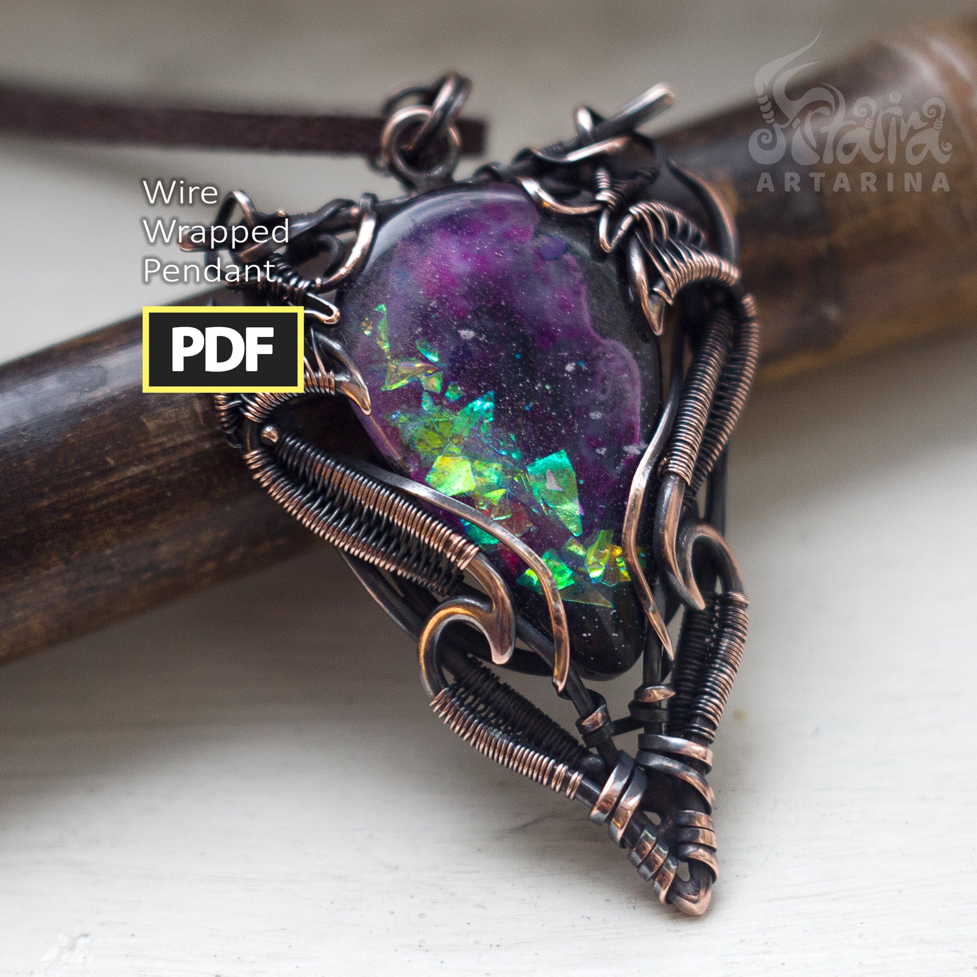 Advanced wire wrapping Artarina tutorial | Digital PDF step by step wire pendant creation