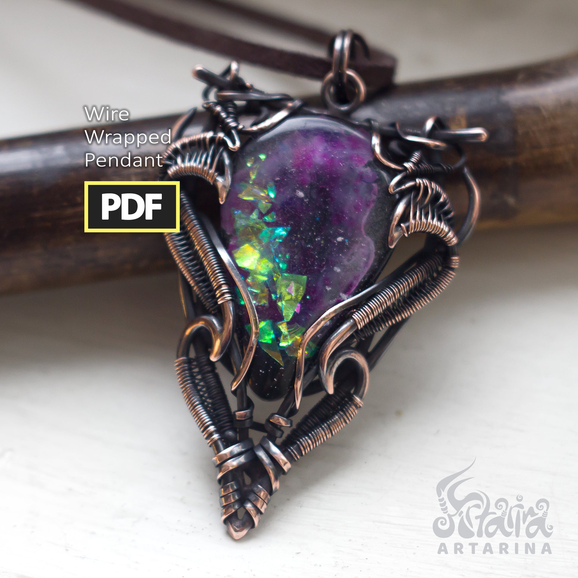 Advanced wire wrapping Artarina tutorial | Digital PDF step by step wire pendant creation