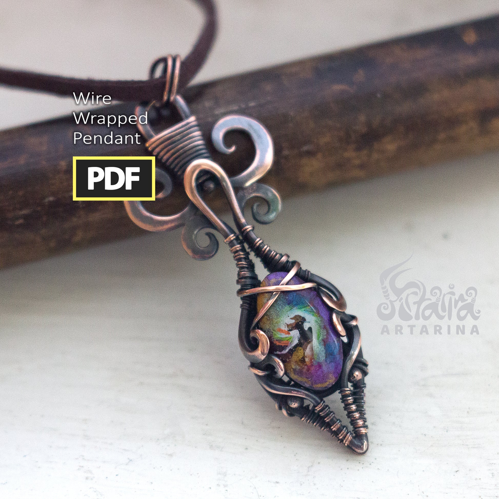 Wire wrapping beautiful necklace PDF tutorial for beginners and advanced wire wrappers | See DESCRIPTION BELOW