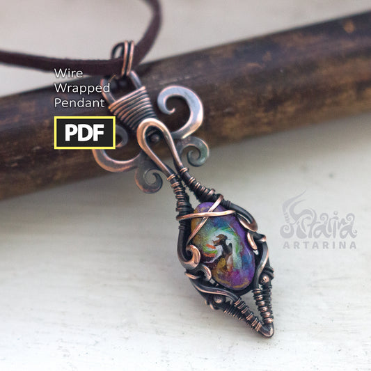 Wire wrapping beautiful necklace PDF tutorial for beginners and advanced wire wrappers | See DESCRIPTION BELOW