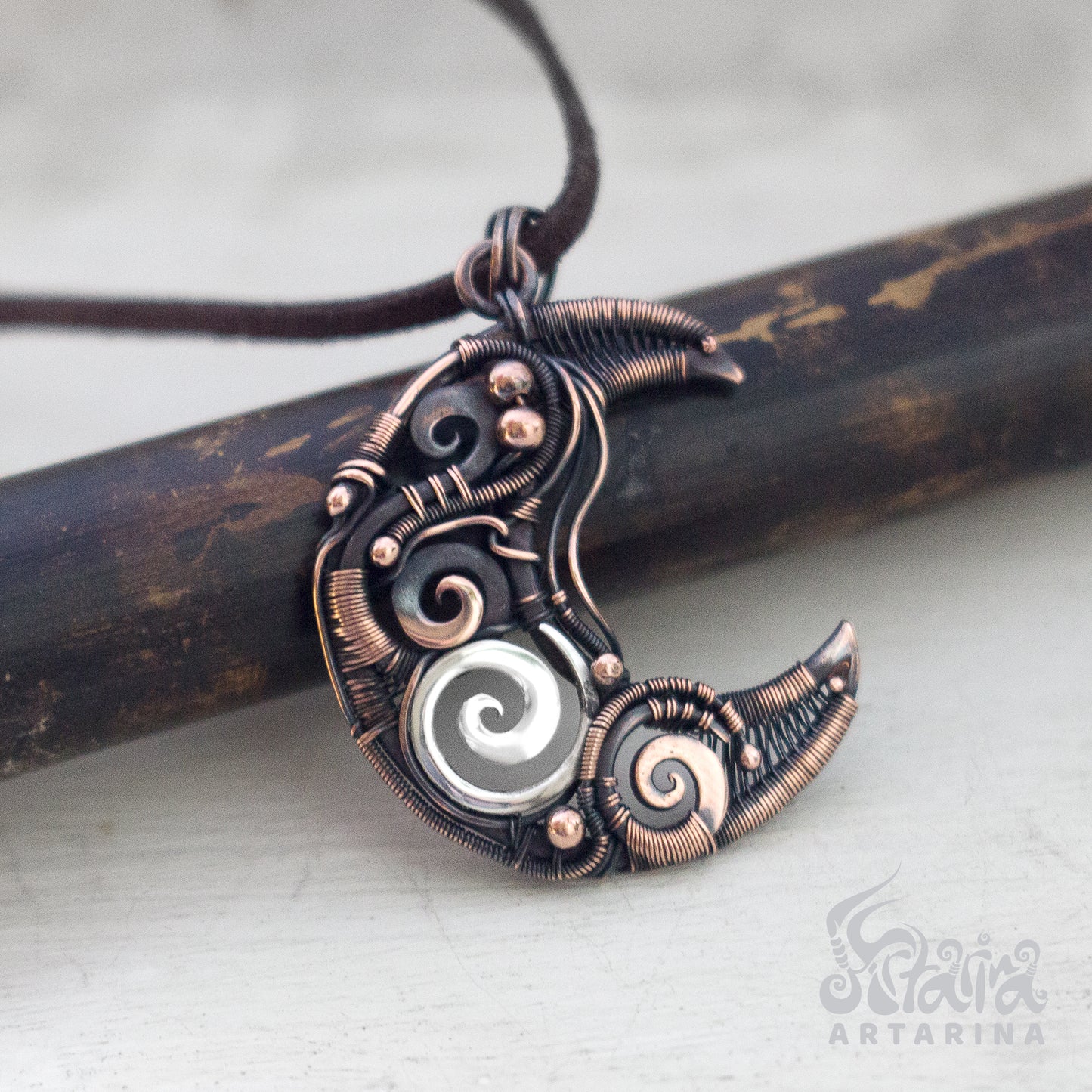 Steampunk clothing moon phase magic amulet tentacle wicked swirl necklace weirdcore mix metal necklace aesthetic necklace made in ukraine ukrainian art victorian dress steampunk earrings