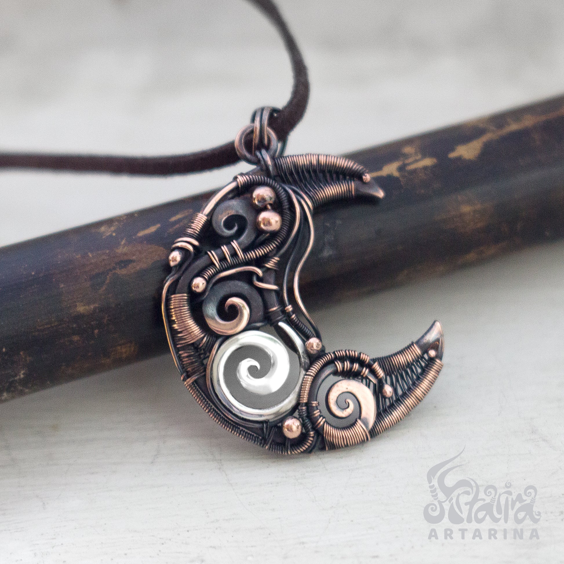 Steampunk clothing moon phase magic amulet tentacle wicked swirl necklace weirdcore mix metal necklace aesthetic necklace made in ukraine ukrainian art victorian dress steampunk earrings