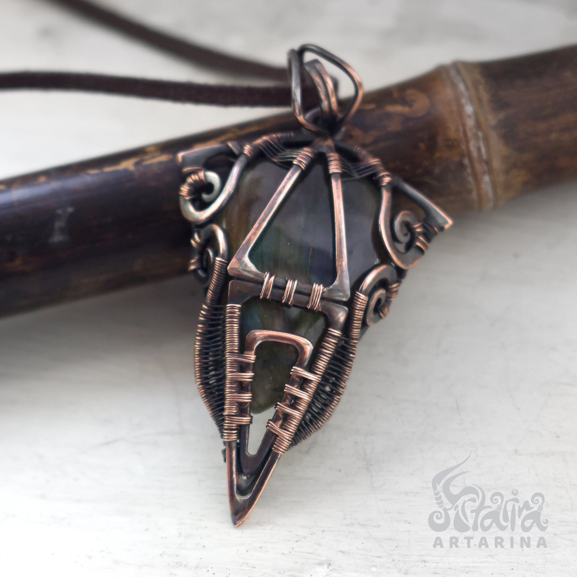 Plague doctor pendant, steampunk clothing, outlander jewelry, techwear accessories labradorite pendant, grunge jewelry