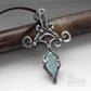 Fantasy elven silver necklace with blue chalcedony gemstone pic 2