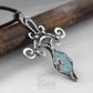Fantasy elven silver necklace with blue chalcedony gemstone pic 6