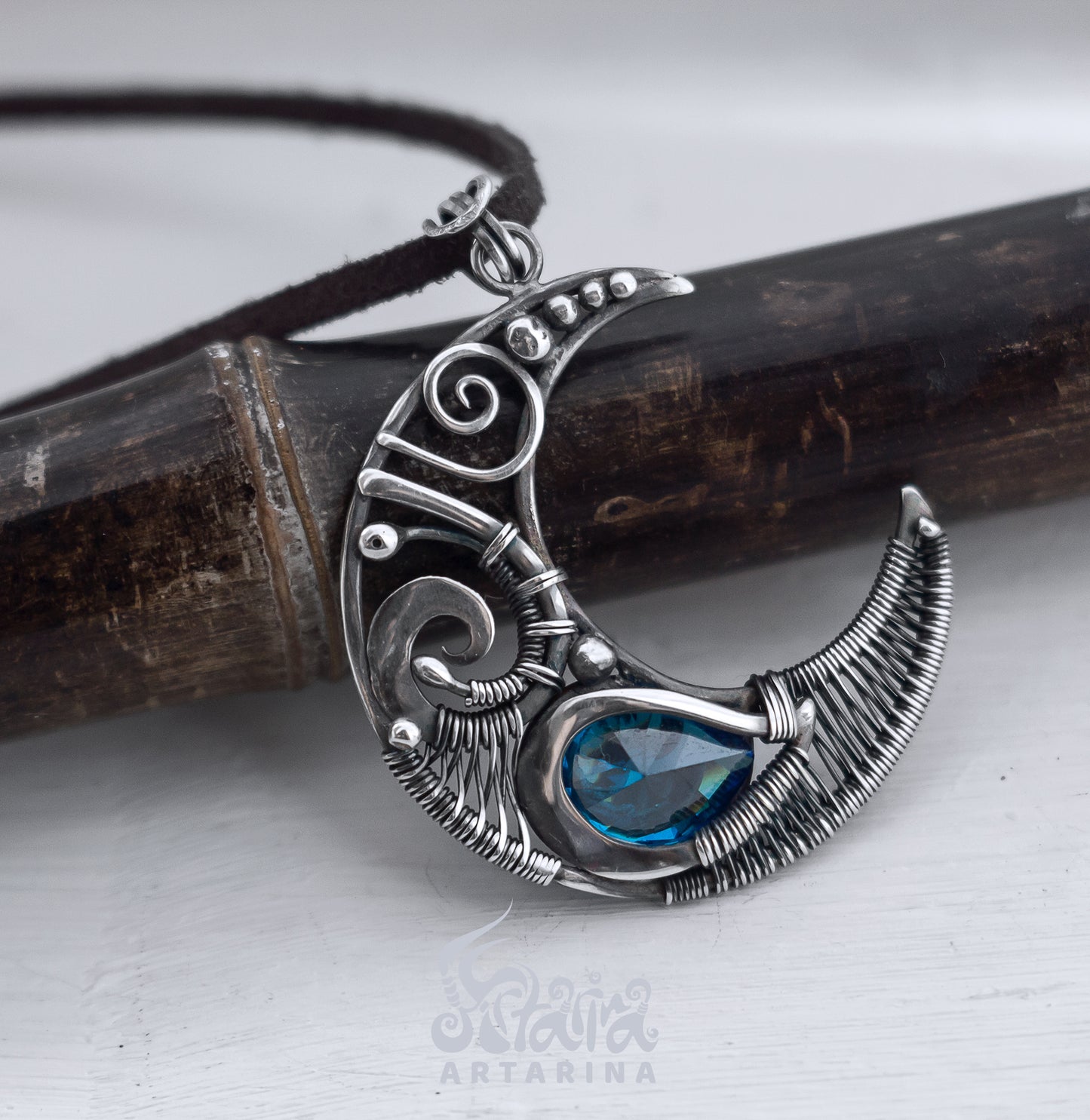 Moon phase necklace, grimoire witchy magic amulet, luna moth witch dress, good luck charm, tarot deck zodiac necklace pic 1