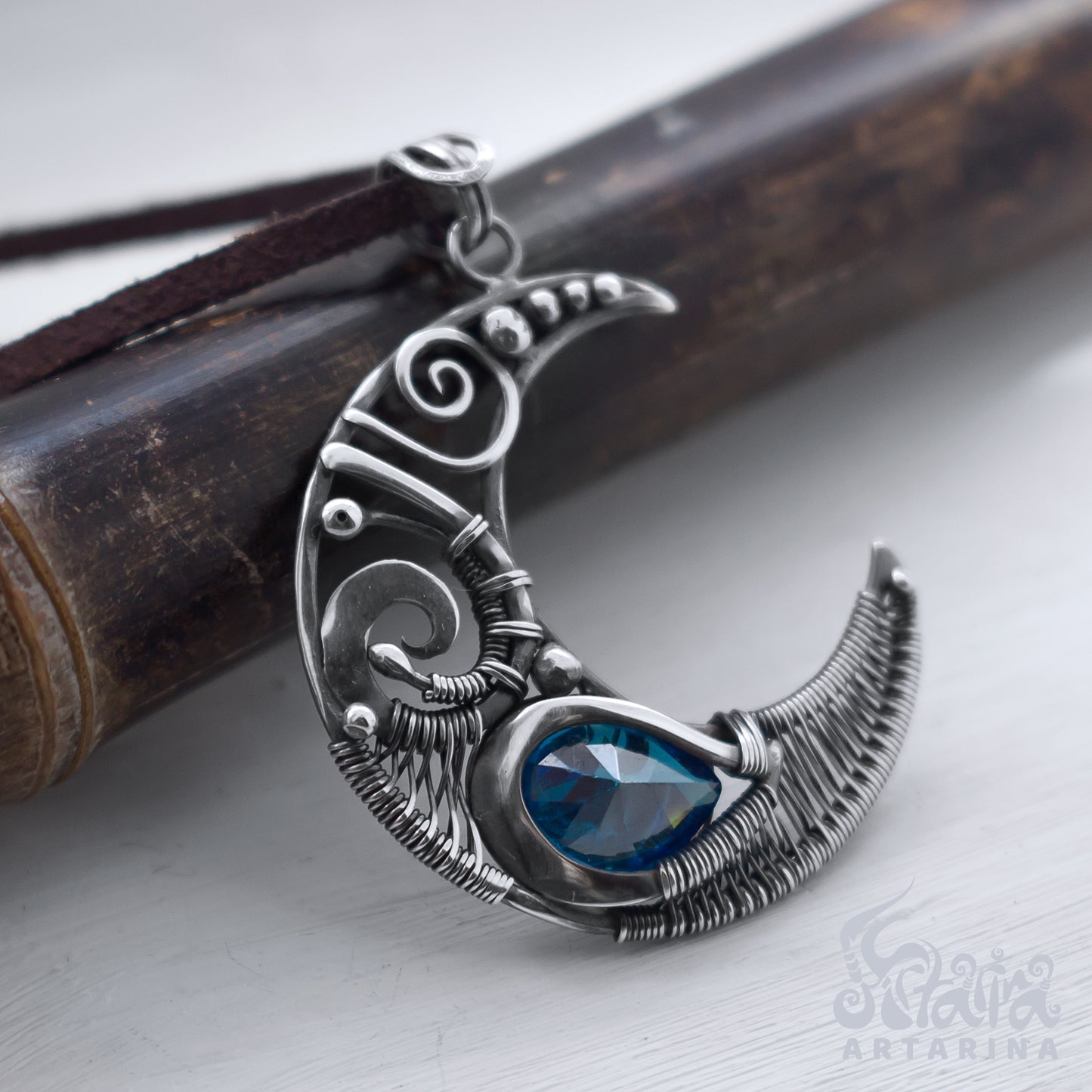 Moon phase necklace, grimoire witchy magic amulet, luna moth witch dress, good luck charm, tarot deck zodiac necklace pic 2