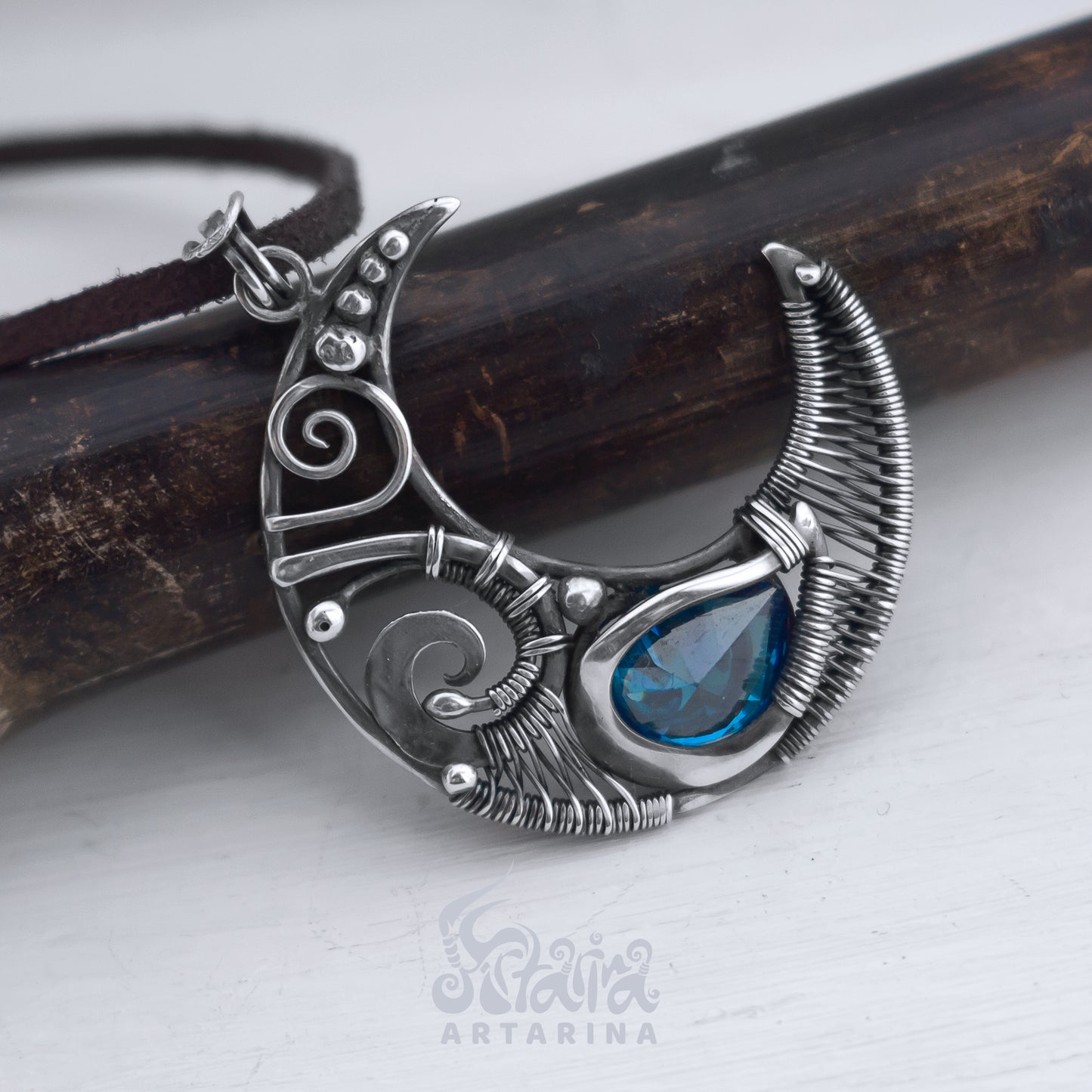 Moon phase necklace, grimoire witchy magic amulet, luna moth witch dress, good luck charm, tarot deck zodiac necklace pic 3