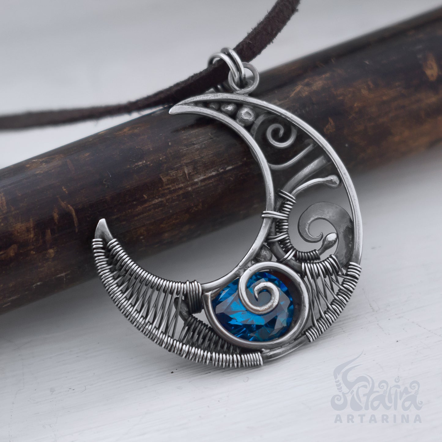 Moon phase necklace, grimoire witchy magic amulet, luna moth witch dress, good luck charm, tarot deck zodiac necklace pic 4