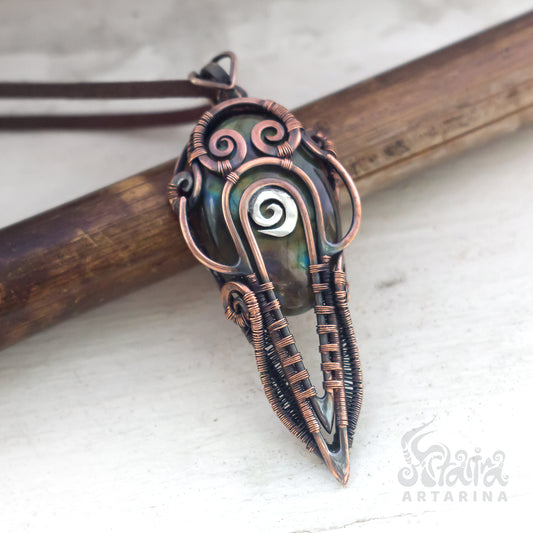 Goddess silver spiral magician occult jewelry. Magical talisman unique powers necklace