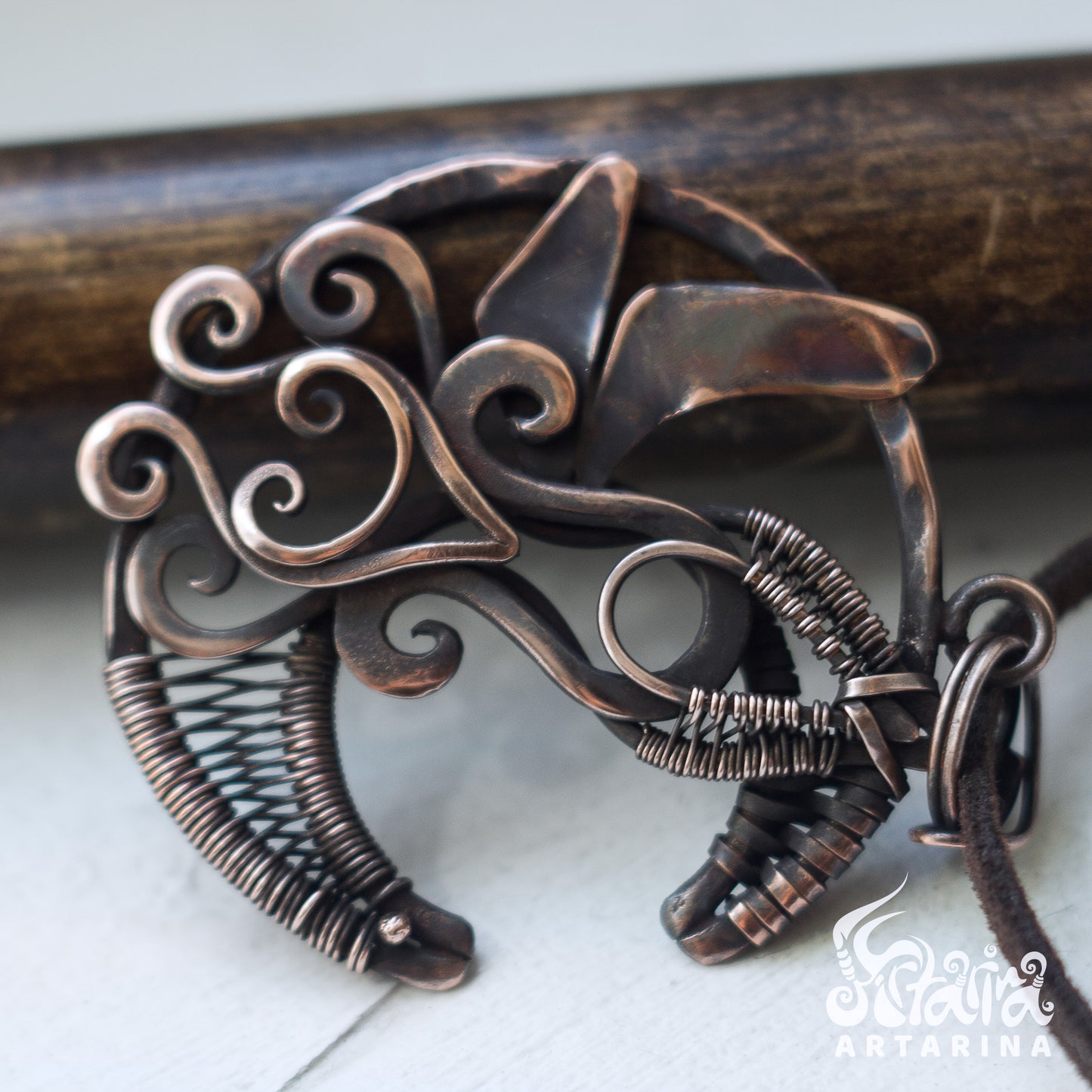 Cthulhu jewelry. Unique moon necklace with octopus symbol