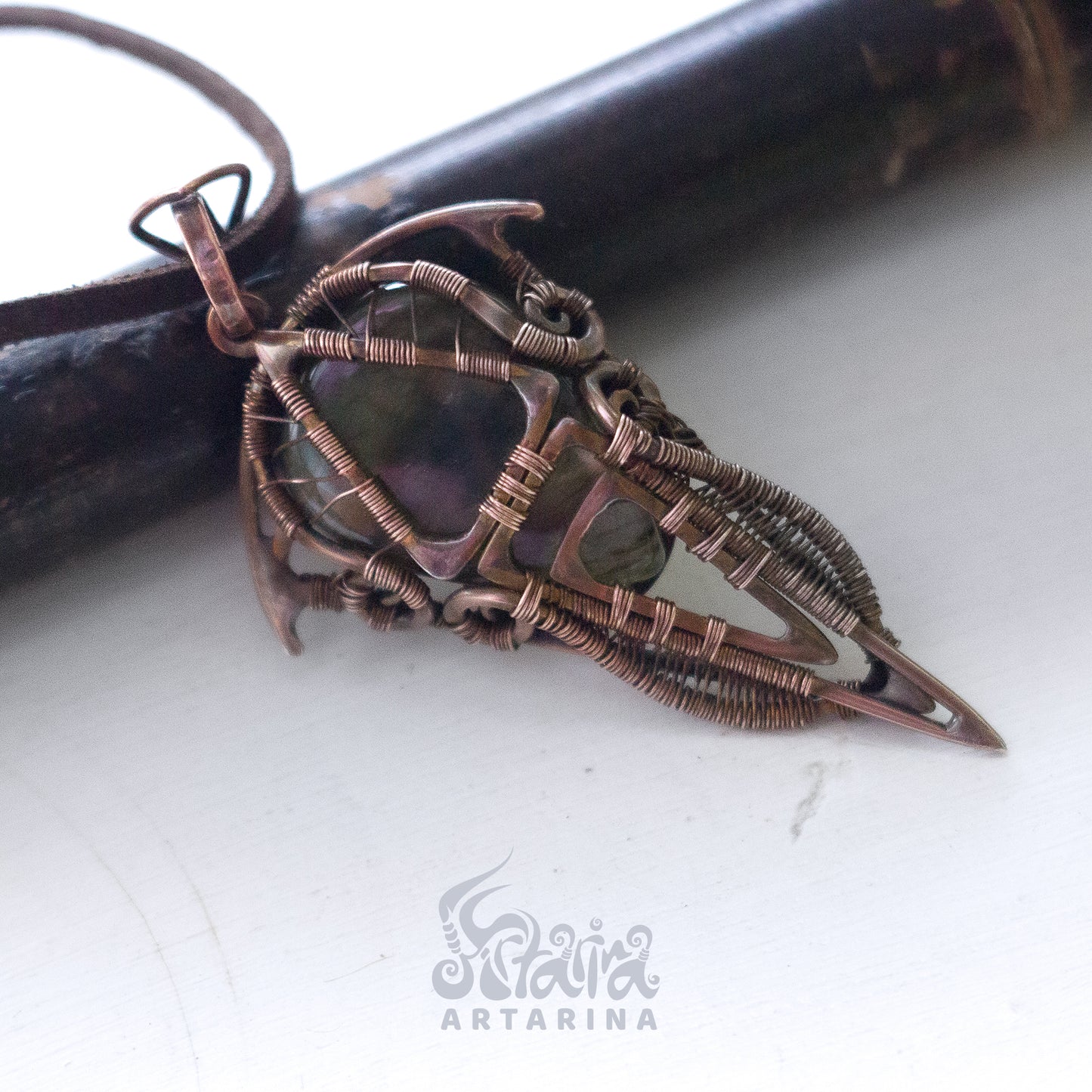 Magick labradorite talisman ancient style pendant