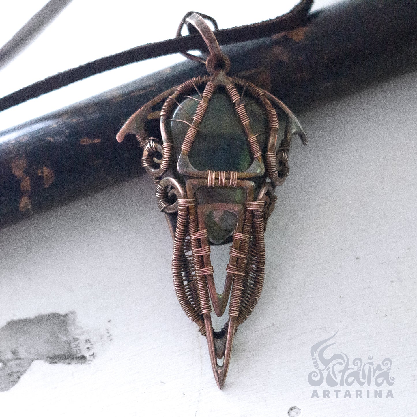 Magick labradorite talisman ancient style pendant