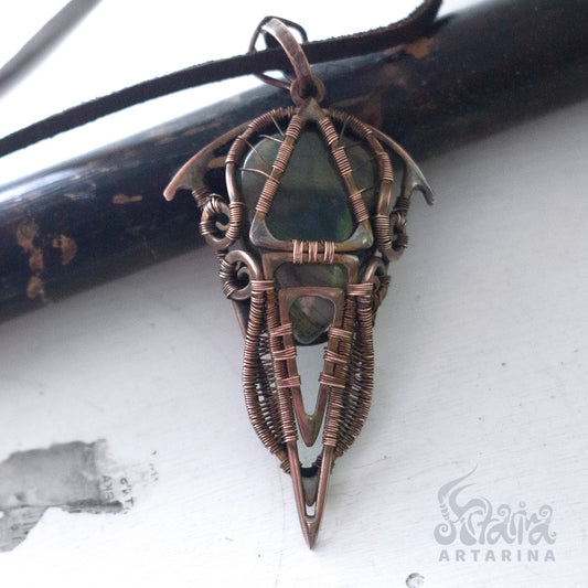 Magick labradorite talisman ancient style pendant