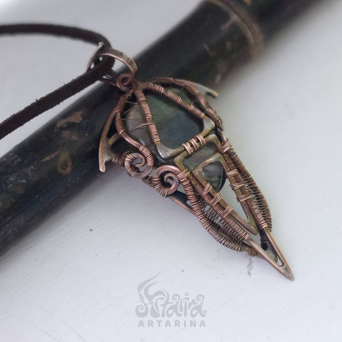 Magick labradorite talisman ancient style pendant