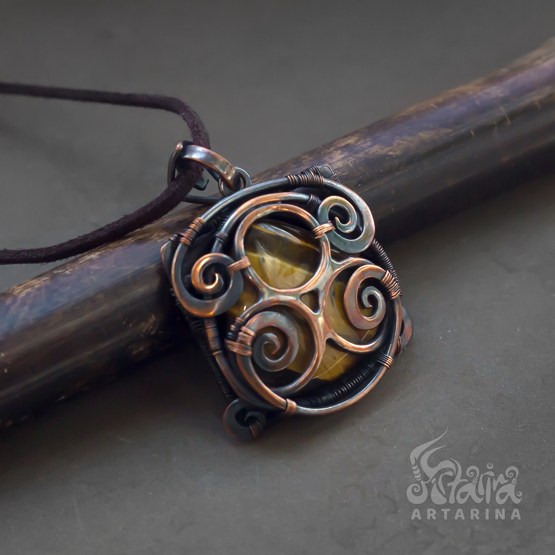 Clockwork necklace steam punk tigereye pendant alt fashion restangular necklace tentacle industrial jewelry machine age victorian dress alt clothing raw crystal necklace tree of life pendant artarina