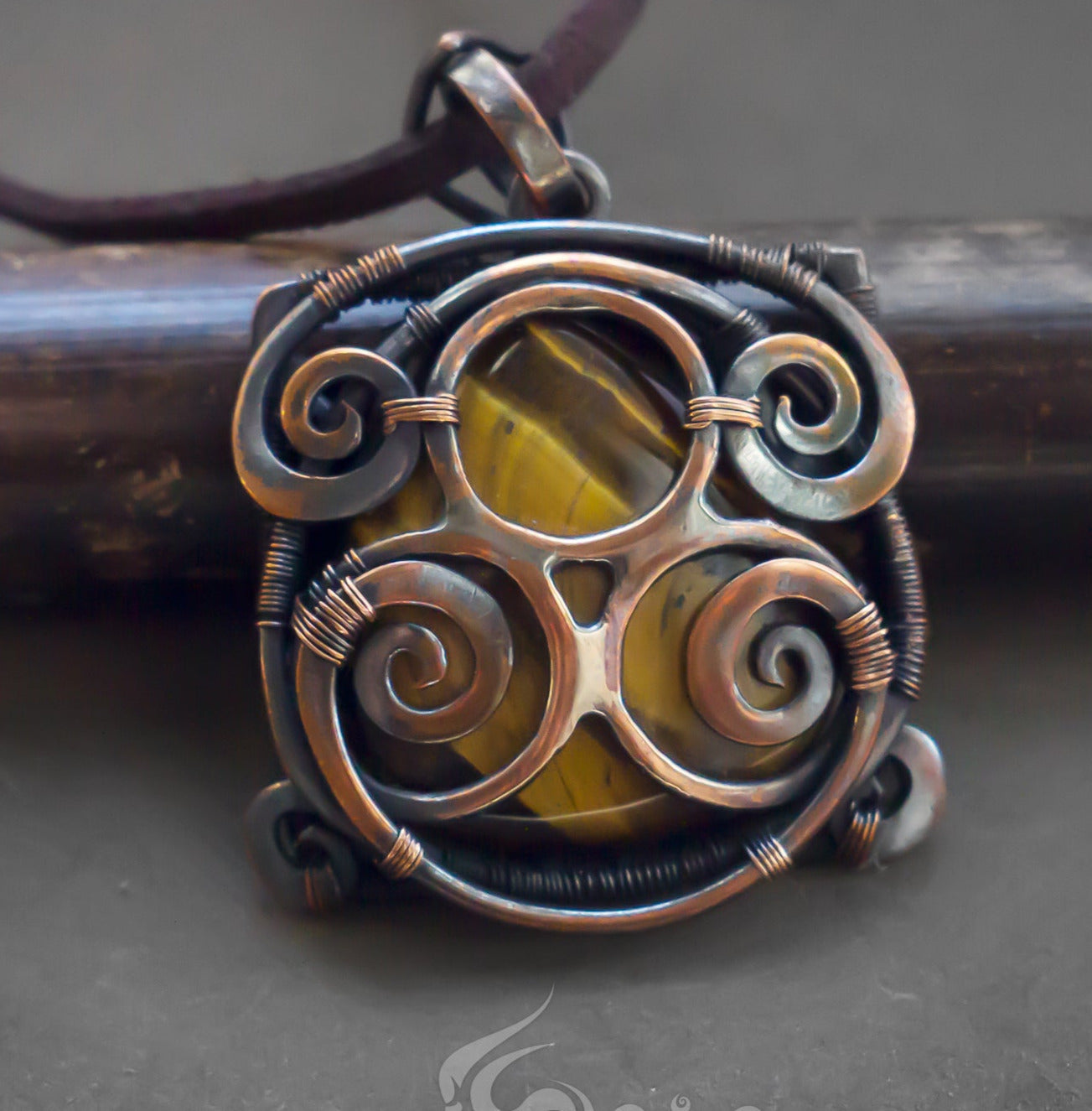 Clockwork necklace steam punk tigereye pendant alt fashion restangular necklace tentacle industrial jewelry machine age victorian dress alt clothing raw crystal necklace tree of life pendant artarina