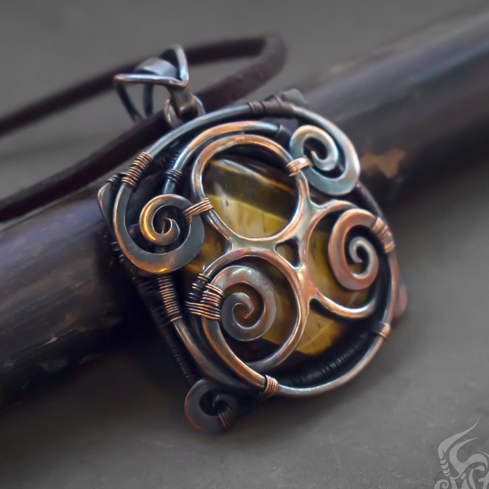 Clockwork necklace steam punk tigereye pendant alt fashion restangular necklace tentacle industrial jewelry machine age victorian dress alt clothing raw crystal necklace tree of life pendant artarina