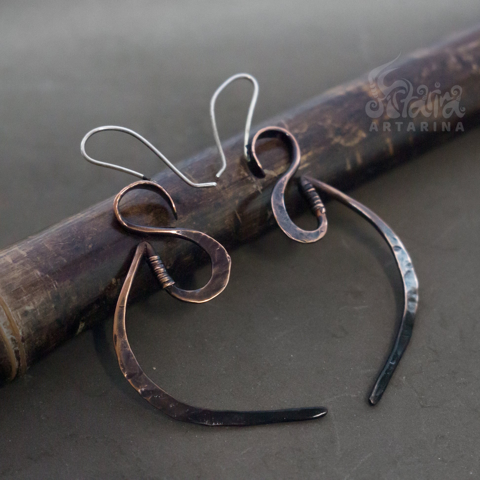 Hand forged quirky earrings cool earrings aesthetic earrings earthy jewelry blacksmith wicked weirdcore coquette jewelry office wear quirky jewelry artarina grunge jewelry