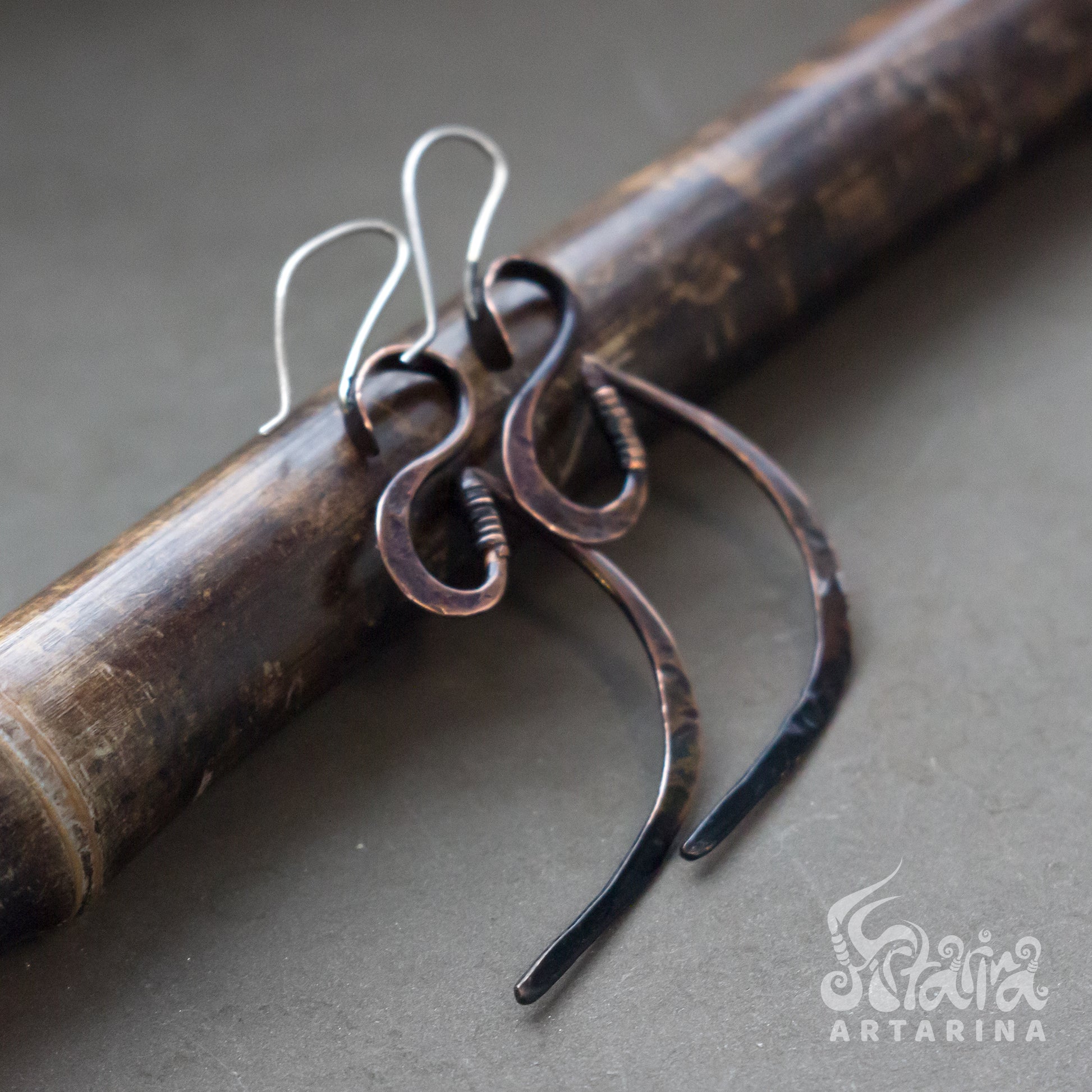 Hand forged quirky earrings cool earrings aesthetic earrings earthy jewelry blacksmith wicked weirdcore coquette jewelry office wear quirky jewelry artarina grunge jewelry