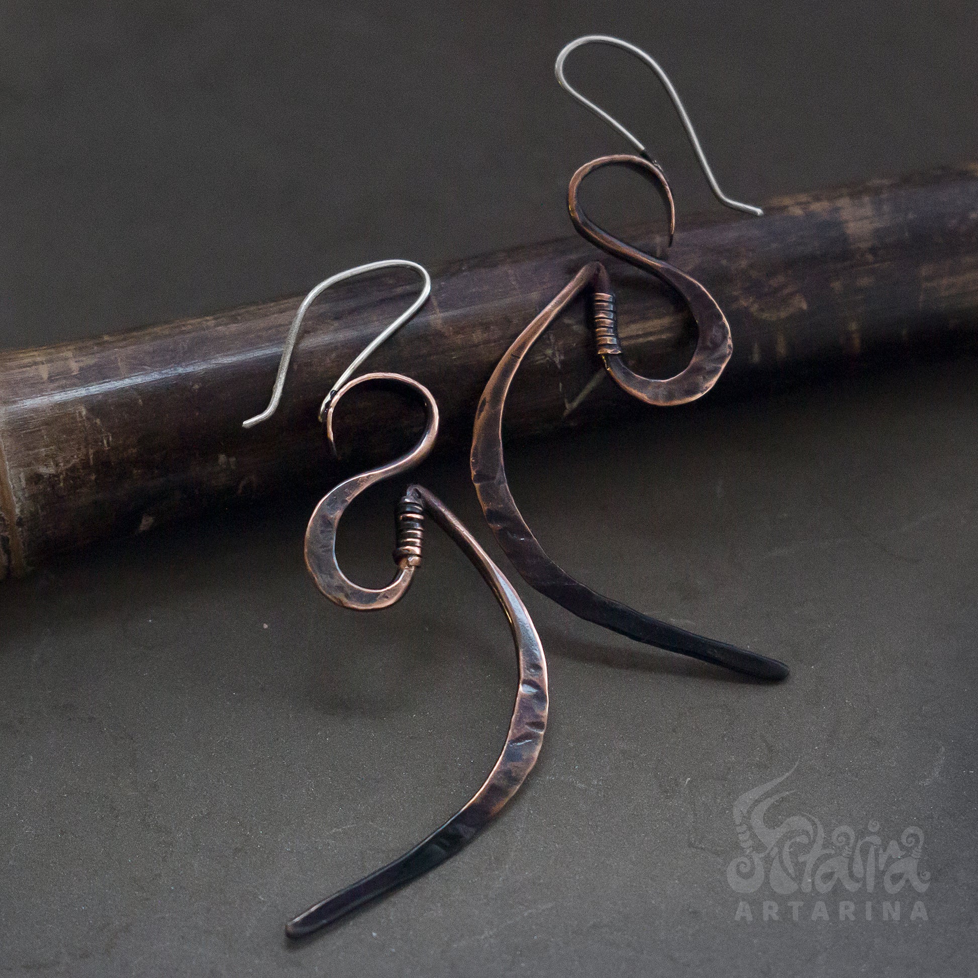 Hand forged quirky earrings cool earrings aesthetic earrings earthy jewelry blacksmith wicked weirdcore coquette jewelry office wear quirky jewelry artarina grunge jewelry