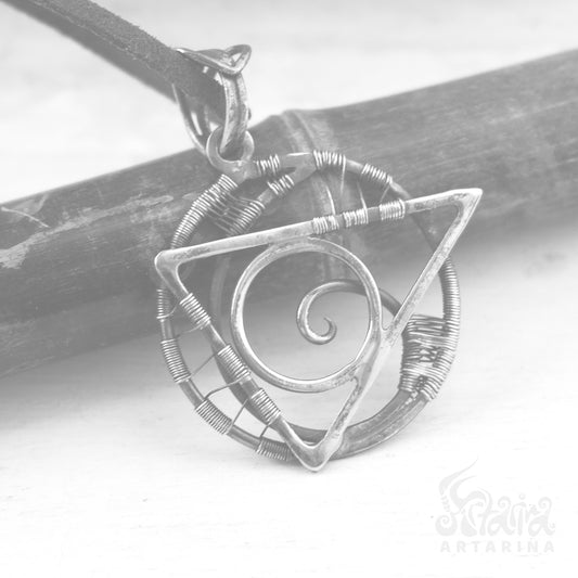 Geometric pendant necklace, Sacred geometry empath protection necklace, hand forged pentacle pendant, luck amulet