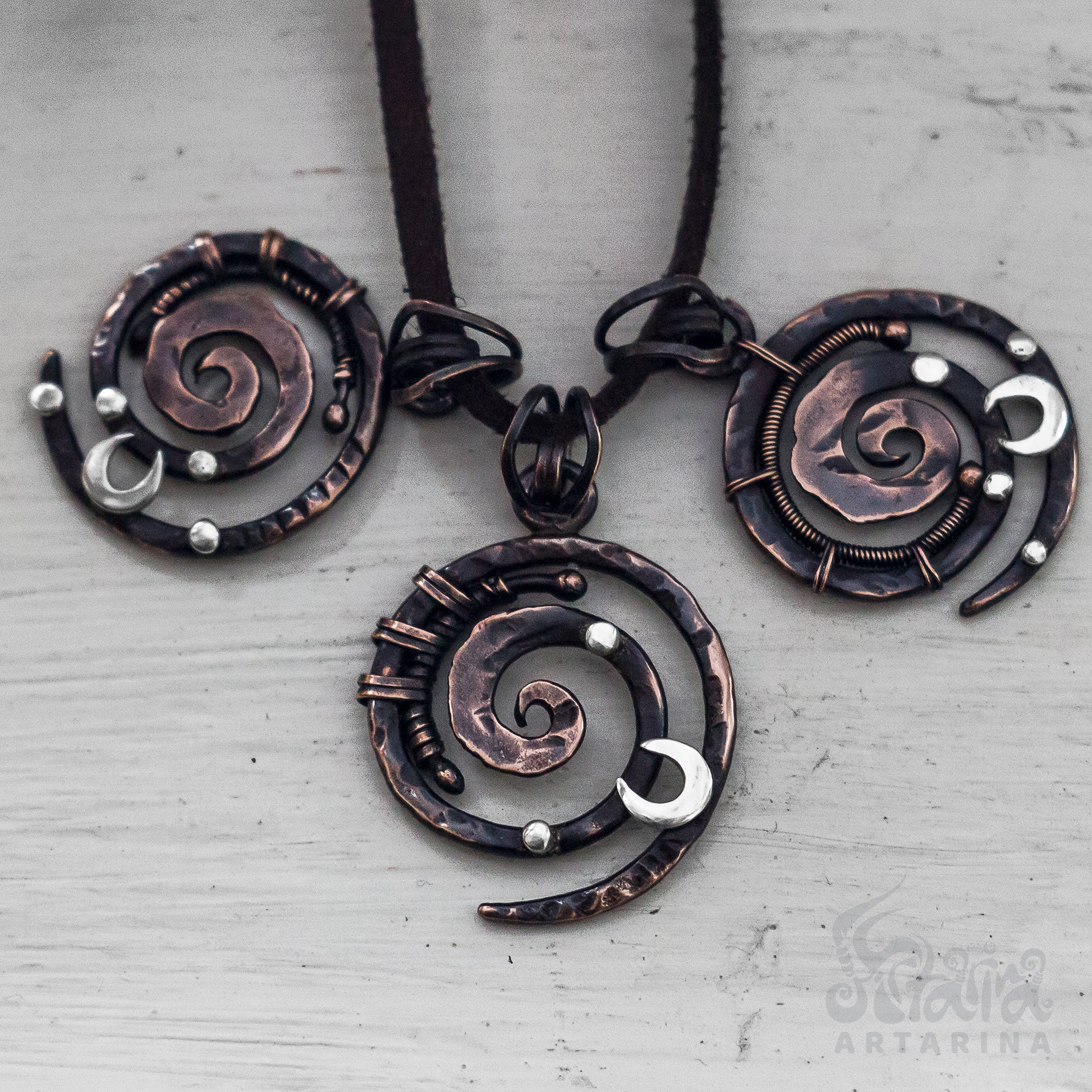 Swirl necklace matching necklaces hand forged wicked blacksmith oxidized necklace geometric pendant leather choker weirdcore spell jar pentagram witchy planner ouija board
