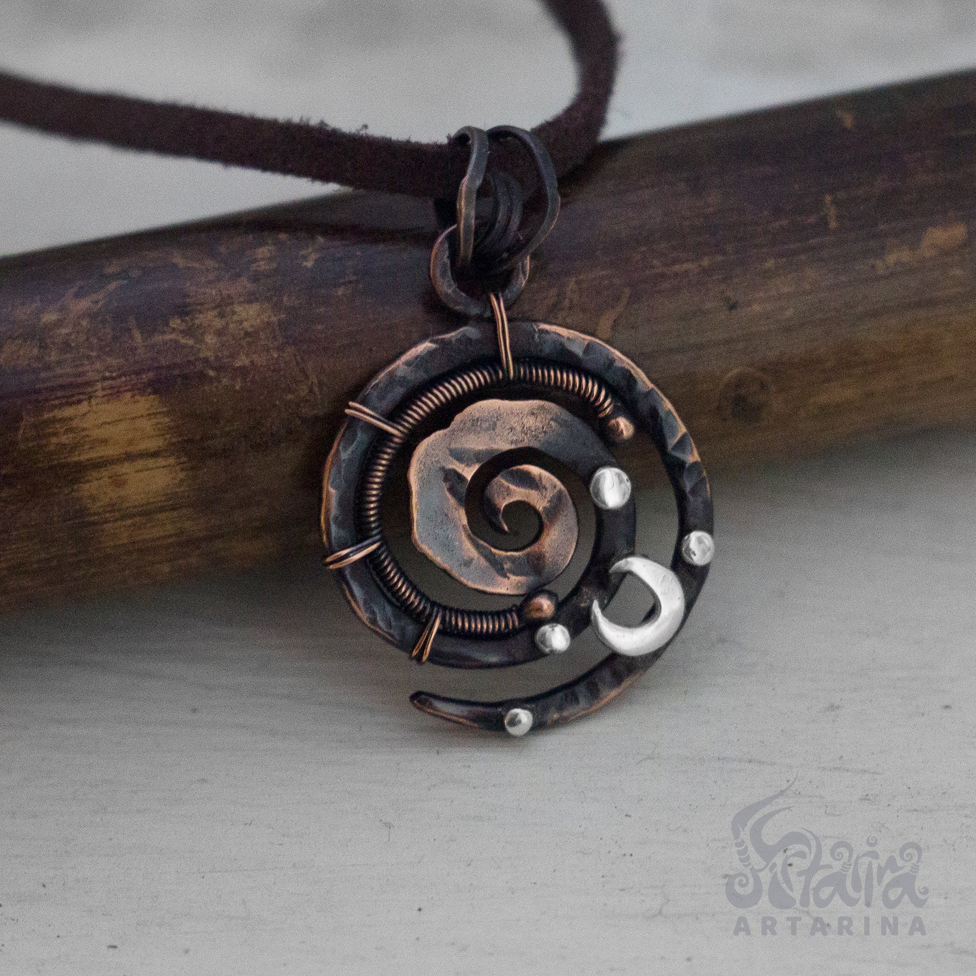 Swirl necklace matching necklaces hand forged wicked blacksmith oxidized necklace geometric pendant leather choker weirdcore spell jar pentagram witchy planner ouija board