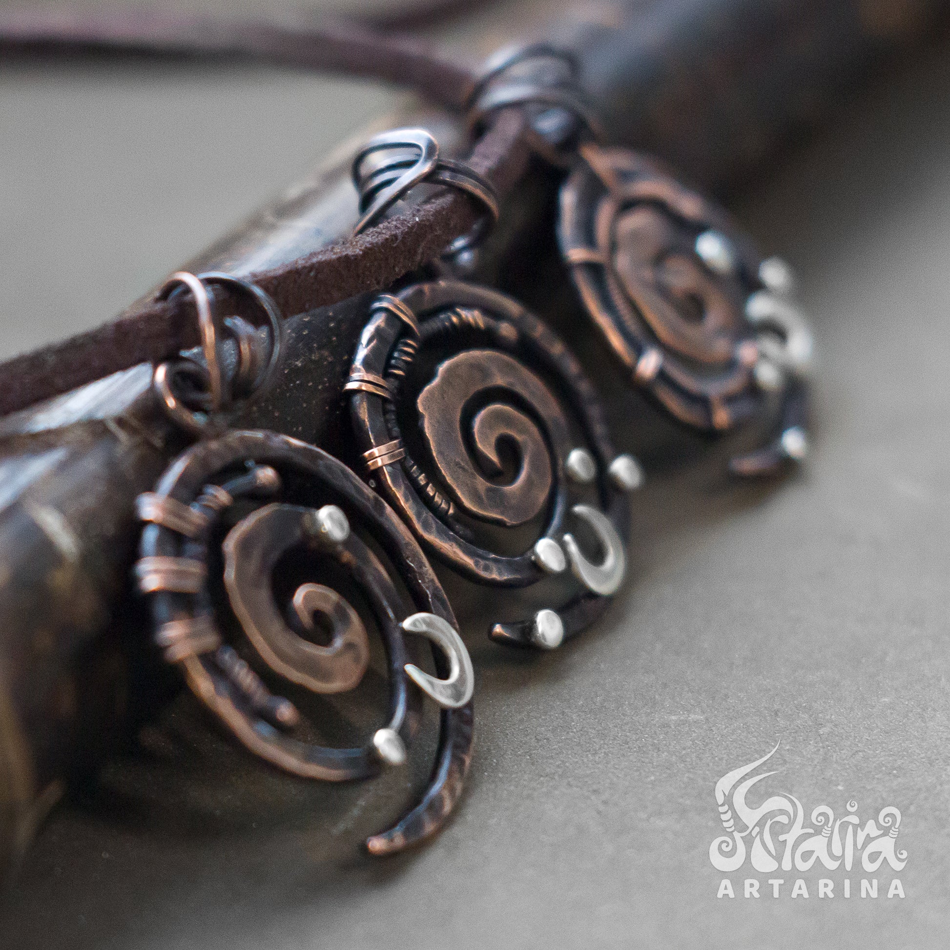 Swirl necklace matching necklaces hand forged wicked blacksmith oxidized necklace geometric pendant leather choker weirdcore spell jar pentagram witchy planner ouija board