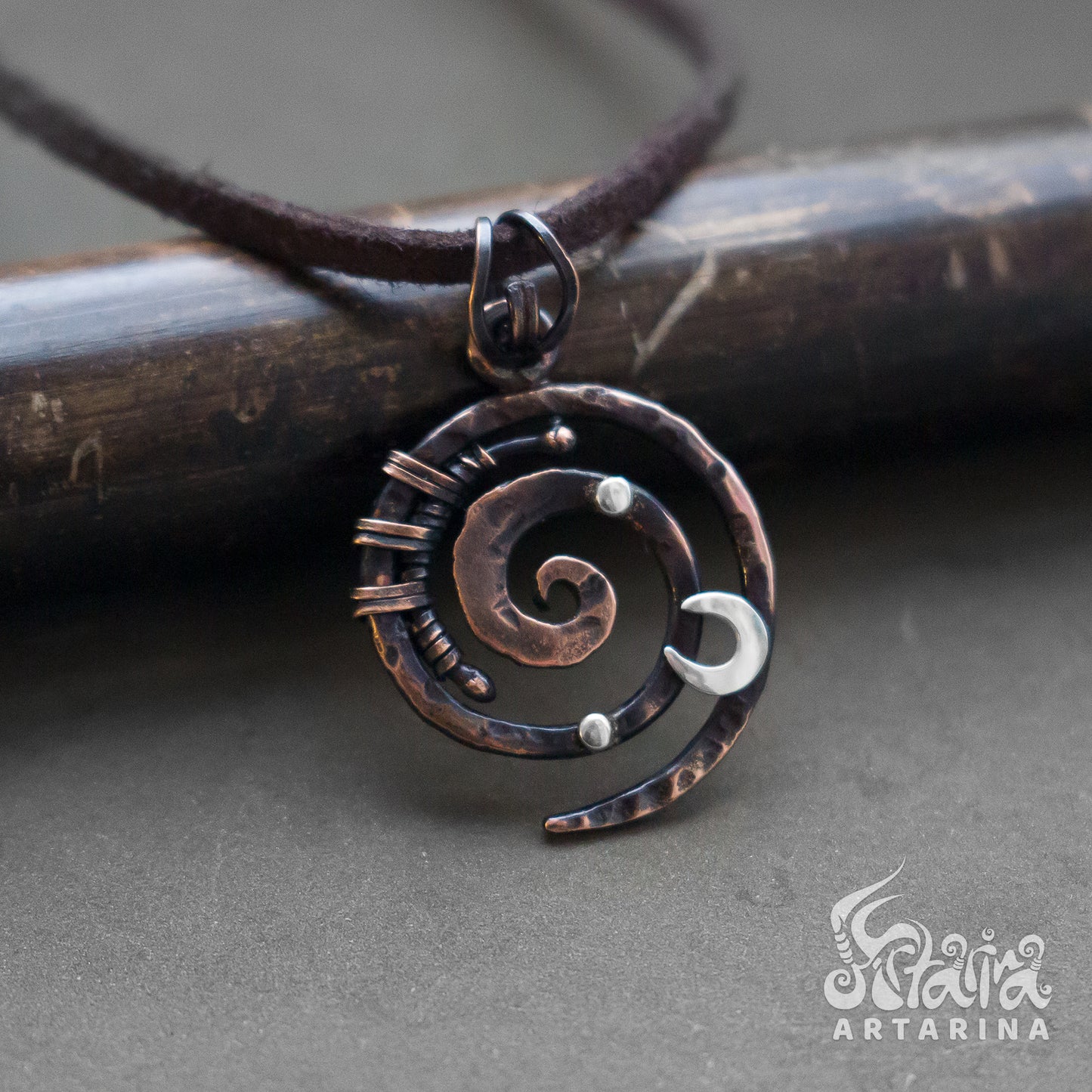 Swirl necklace matching necklaces hand forged wicked blacksmith oxidized necklace geometric pendant leather choker weirdcore spell jar pentagram witchy planner ouija board