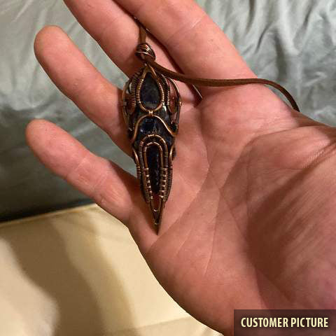Long deep blue sodalite copper necklace