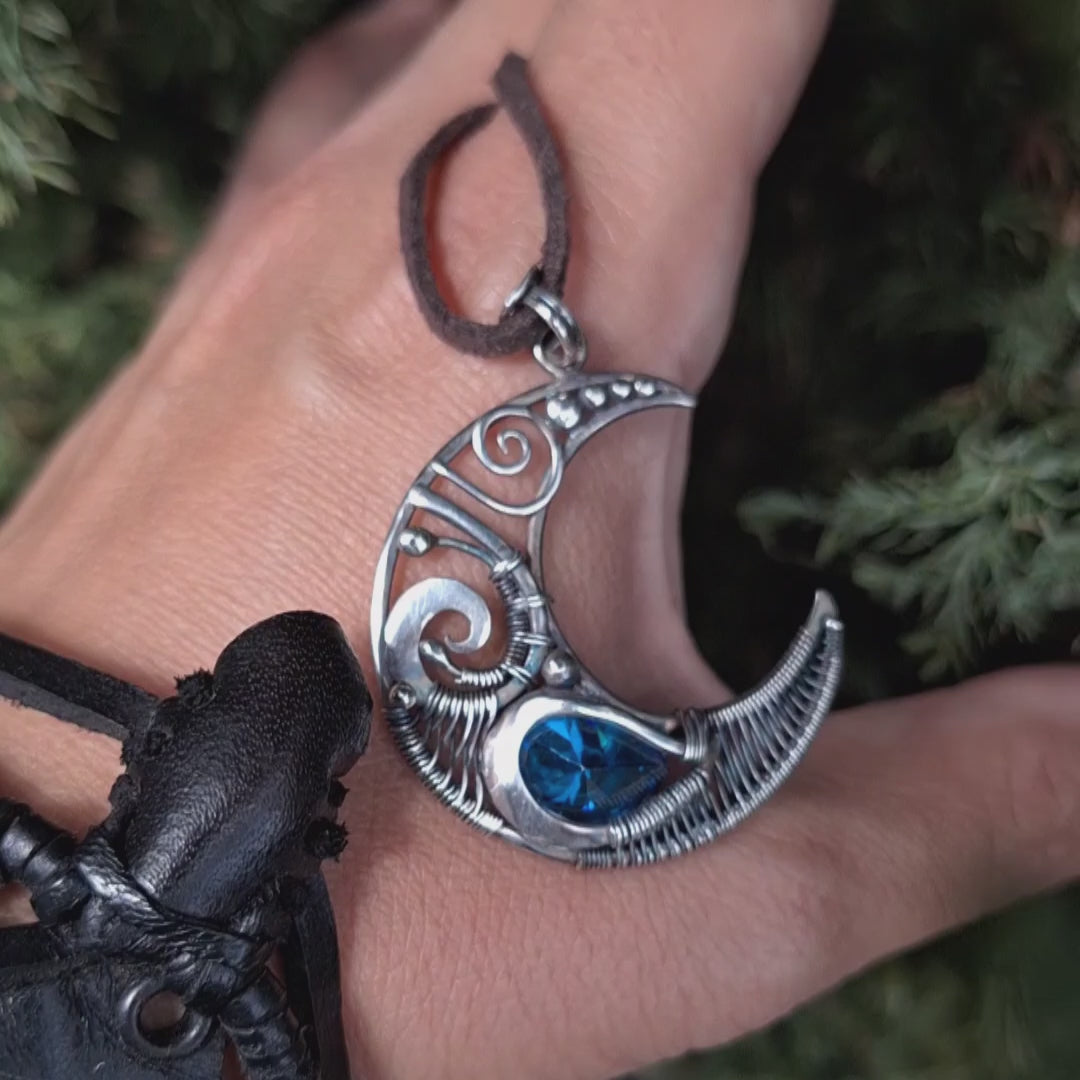 Moon phase necklace, grimoire witchy magic amulet, luna moth witch dress, good luck charm, tarot deck zodiac necklace
