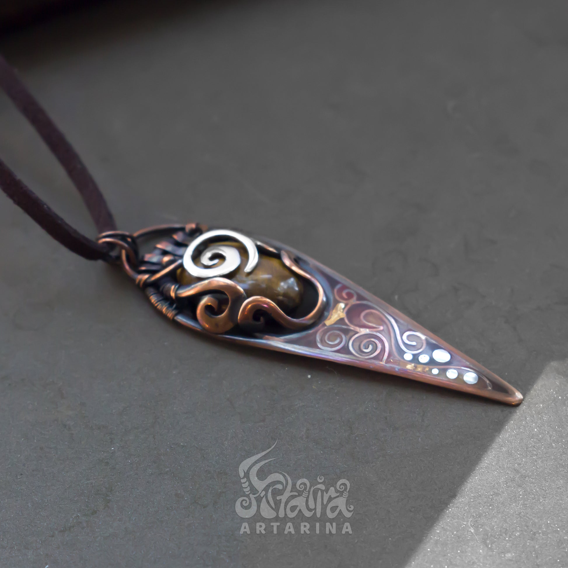 Slavic jewelry ukraininan jewelry tigereye spiral necklace druid earth elemental ancient jewelry slavic crystal shop soldered pendants temple jewelry fluid art pendant swirl necklace