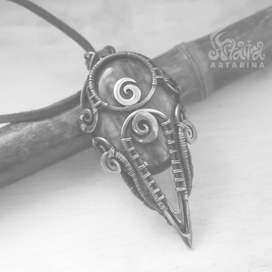 Protection amulet faith talisman necklace, dungeon master jewelry, wizard robe accessoire spiral necklace