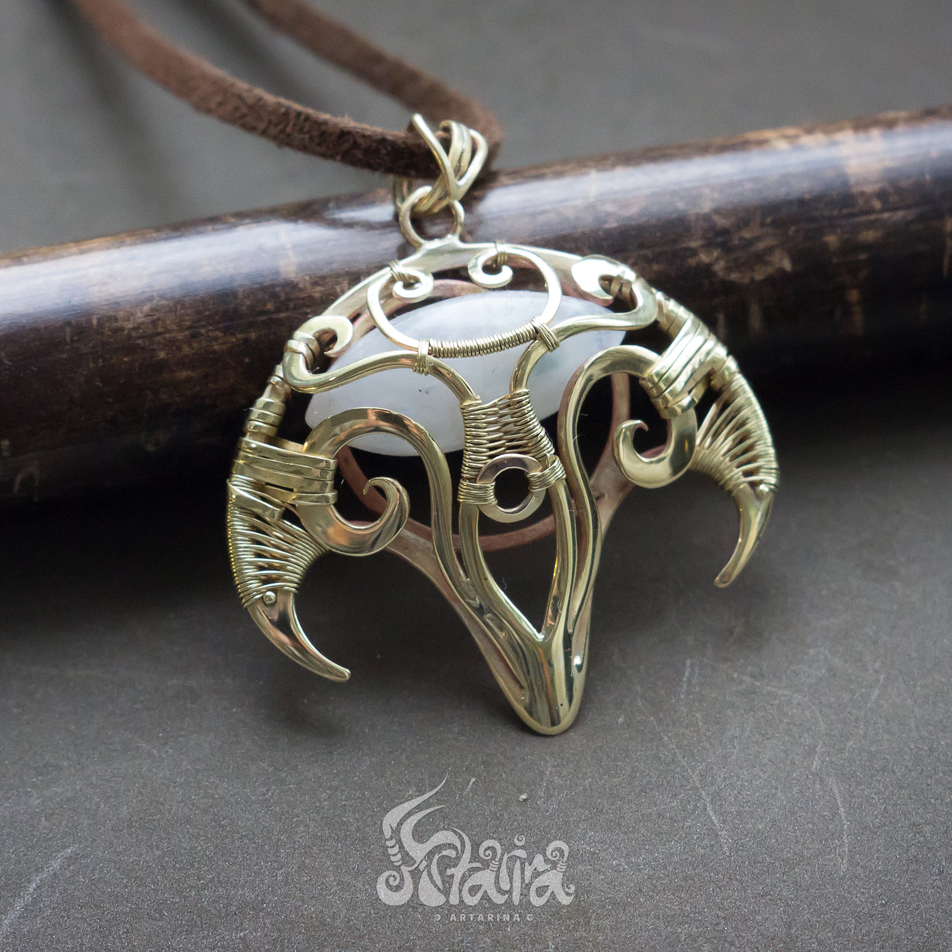 Good witch witch necklace brass necklace goth necklace spell necklace witchy pendant empath protection moonstone pendant pagan jewelry wiccan jewelry mystical jewelry tarot jewelry asmodeus