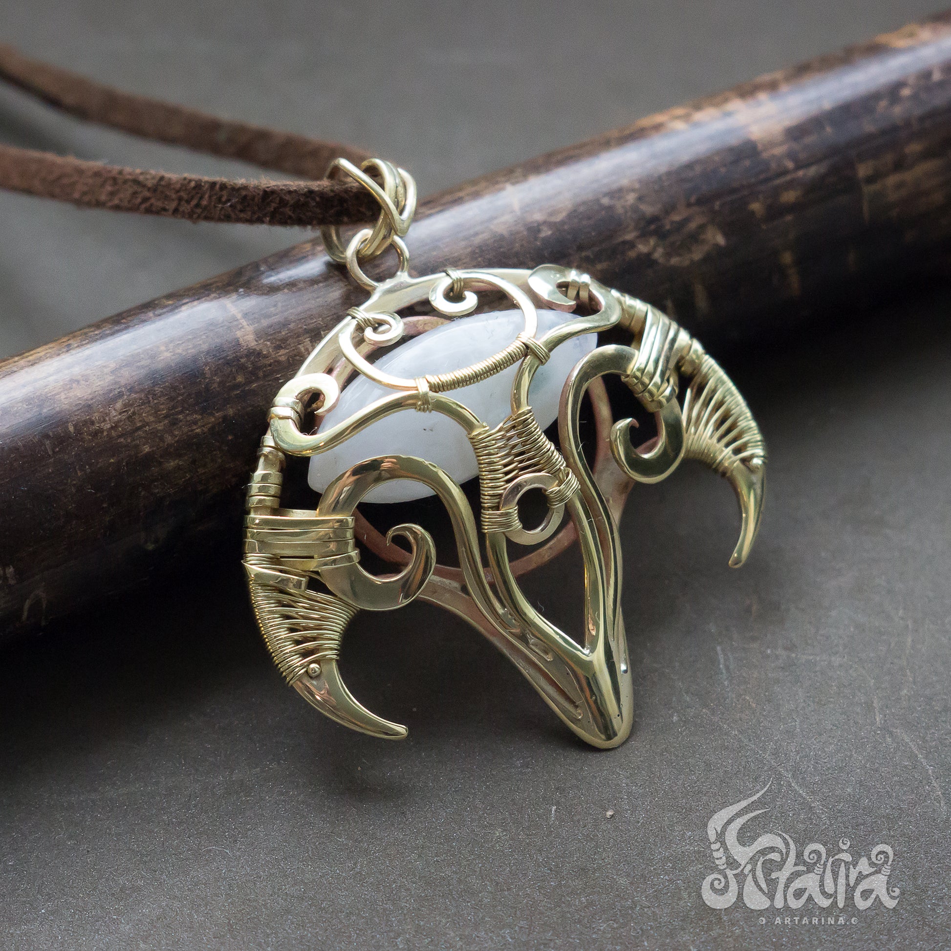 Good witch witch necklace brass necklace goth necklace spell necklace witchy pendant empath protection moonstone pendant pagan jewelry wiccan jewelry mystical jewelry tarot jewelry asmodeus