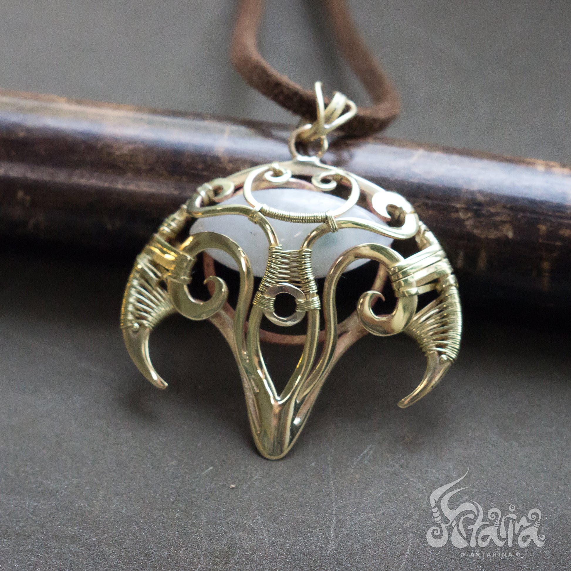 Good witch witch necklace brass necklace goth necklace spell necklace witchy pendant empath protection moonstone pendant pagan jewelry wiccan jewelry mystical jewelry tarot jewelry asmodeus