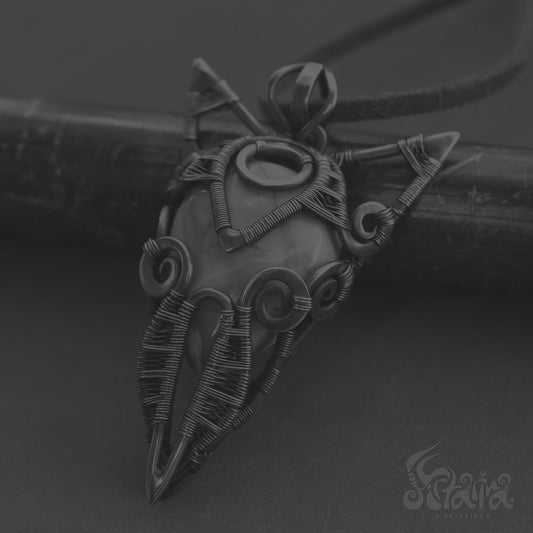 Amu let necklace. Blue peruvian opal astrology talisman pendant